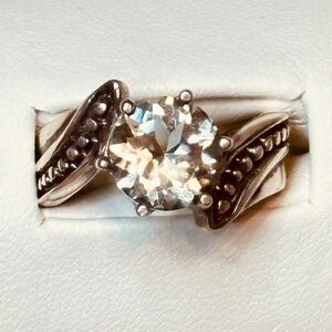 925 Sterling Silver Pale Green Round Prasiolite Bypass Ring